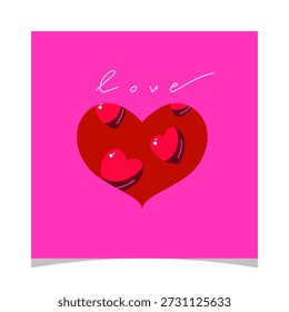Composición del corazón del amor en el fondo rosado con letras manuscritas románticas.