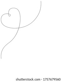  Love heart continuous line drawing. Vector illustration