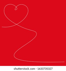  Love heart continuous one line drawing. Vector illustration