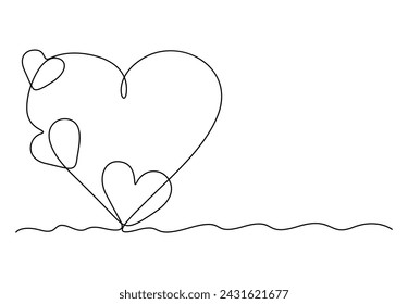 Love heart continuous single line drawing vector illustration. Free vector