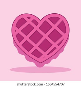 Love heart cookie vector illustration, cartoon, pink cake