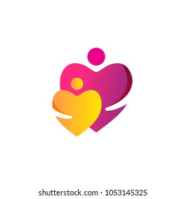 love heart couple care vector logo