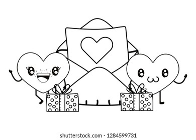 love heart couple cartoon
