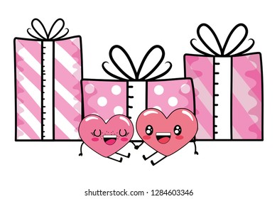 love heart couple cartoon