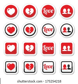 Love, heart, couple icons for Valentine's day 