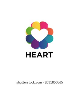 Love heart creative logo, abstract colorful icon