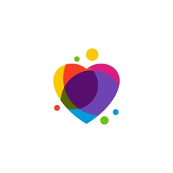 Love Heart Creative Logo Concepts, Abstract Colorful Icons, Elements And Symbols, Template - Vector