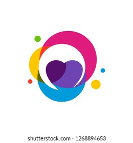 Love Heart Creative logo concepts, abstract colorful icons, elements and symbols, template - Vector