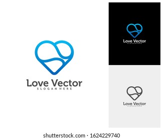 Love Heart Creative logo concepts, abstract colorful icons, elements and symbols, template - Vector