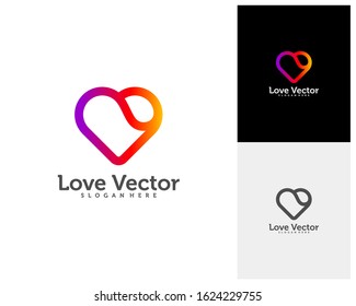 Love Heart Creative logo concepts, abstract colorful icons, elements and symbols, template - Vector