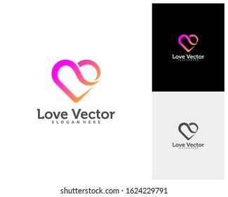 Love Heart Creative logo concepts, abstract colorful icons, elements and symbols, template - Vector