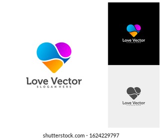 Love Heart Creative logo concepts, abstract colorful icons, elements and symbols, template - Vector