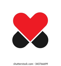 love, heart, cross logo vector.