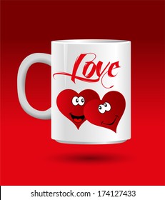 love, heart and cup