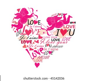 Love heart with cupid