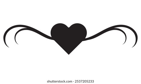 Vector de dibujo de línea Love Heart Curve