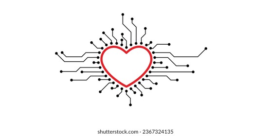 Love, heart date, Dating cloud, It's a match. Circuit board or electronic motherboard. lines and dots connect. Vector Matching technology data. Online dating concept. Valentine, valentines day.