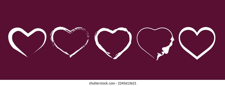 Liebe Herzdesign-Elemente im Set. Dekoration auf Einladungen, Poster, Banner, Hintergrund.