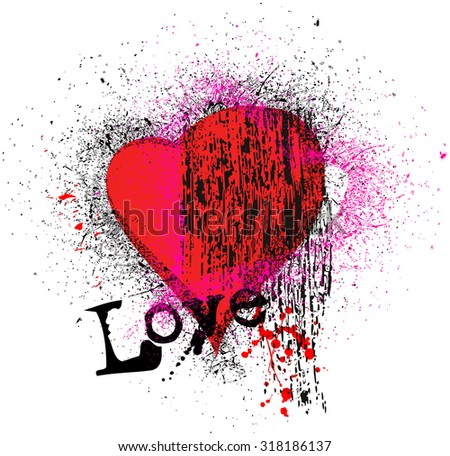 love and heart design, grungy