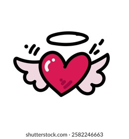 Love Heart design with wings angel on Valentine's Day This element can be used for decoration card, Element design, Poster Background