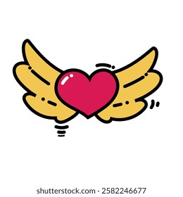 Love Heart design with wings angel on Valentine's Day This element can be used for decoration card, Element design, Poster Background