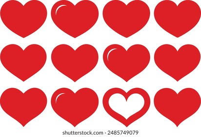 love heart different shapes vector.