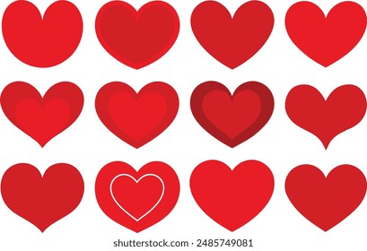 love heart different shapes vector.