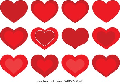 love heart different shapes vector.