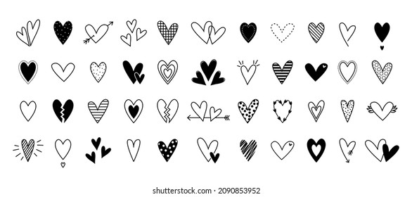 Love heart doodle. Nubes romantic sign. Hand drawn scribble hearts. Stock vector