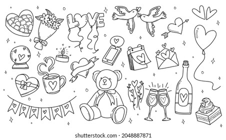 Love and Heart Doodle Vector Illustration