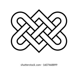 Love Heart Endless Knot Vector Graphic Illustration Isolated on White