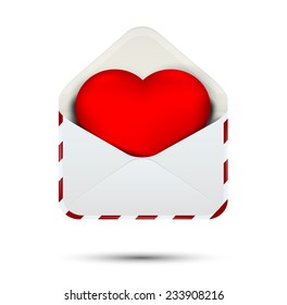 Love heart in the envelope. Vector icon