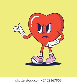 Love Heart Expression Mascot Retro Illustration