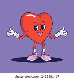 Love Heart Expression Mascot Retro Illustration
