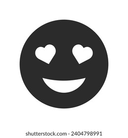 Love Heart Eyes Black Emoji Icon Vector Illustration