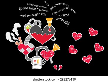love heart factory concept vector