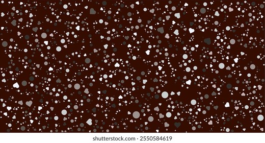 Love heart fall down confetti header. Grey shades background for Invitation. Template Background Design, Greeting Card, Poster. Valentine Day. 