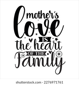 A mother’s love is the heart family - mother's day svg t-shirt design. Vector banner with a girl and flying pink paper hearts. Symbol of love on white background. greeting cards, mugs, templates.