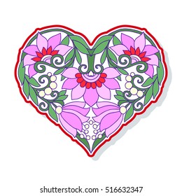 Love Heart fashion patch, badges, stripes, stickers. This illustration can be used as a print on T-shirts, bags, tattoo, badges or patch