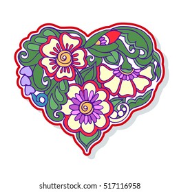Love Heart fashion patch, badges, stripes, stickers. This illustration can be used as a print on T-shirts, bags, tattoo, badges or patch