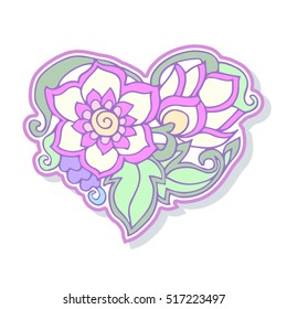Love Heart fashion patch, badges, stripes, stickers. This illustration can be used as a print on T-shirts, bags, tattoo, badges or patch
