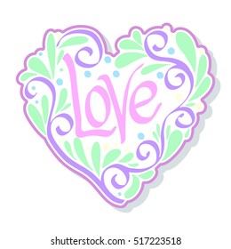 Love Heart fashion patch, badges, stripes, stickers. This illustration can be used as a print on T-shirts, bags, tattoo, badges or patch