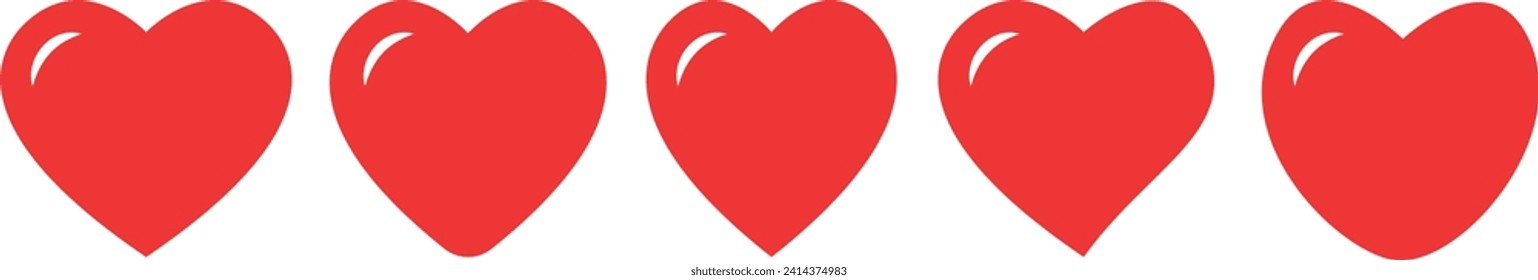 Love heart flat icon symbol set. Collection icon valentines day mothers day vector illustration design