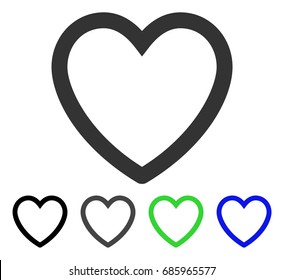 Love Heart flat vector pictograph. Colored love heart gray, black, blue, green icon versions. Flat icon style for web design.