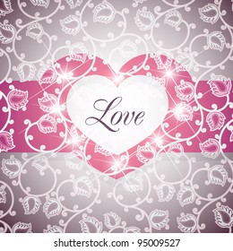 Love Heart Floral Background Vector Illustration