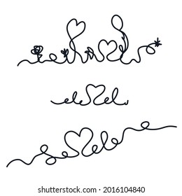 Love heart flower logo icon sign Plant leaves stem symbol Scribble emblem Hand drawn balloon sparkle Linear doodle design children's style Fashion print clothes apparel greeting invitation card poster