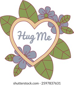 Love Heart with Flowers and Leaves
