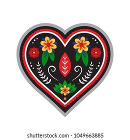 Love heart with flowers and leaves in vintage style. Good for invitation, wedding, flyer, card. Decorative element for halloween, day of the dead. 