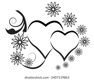 Love heart flowers wall sticker decal.