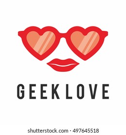 LOVE HEART GEEK LOGO ICON SYMBOL TEMPLATE EMBLEM